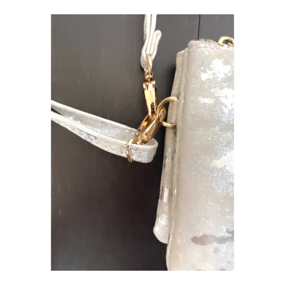 Suede Double Zip Crossbody, Yellow Gold Hardware - Picture 4 of 9